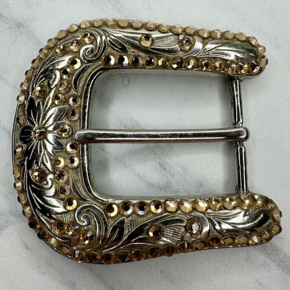 B.B. Simon Rhinestone Floral Belt Buckle Designer Luxury ✨